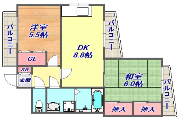 フレンテ灘の物件間取画像